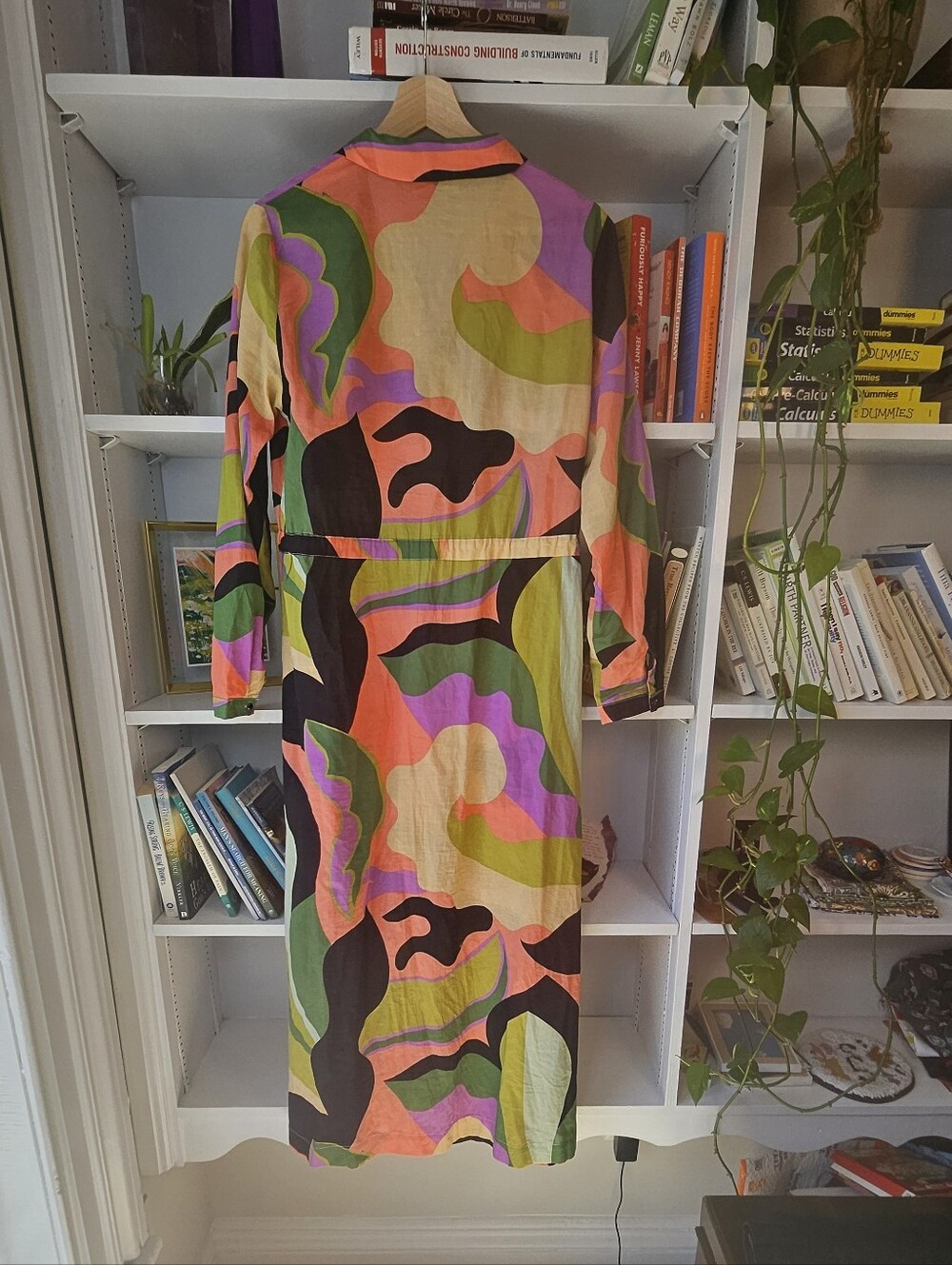 Colorful Abstract Print Maxi Dress - Green/Pink/Black - Picture 7 of 11